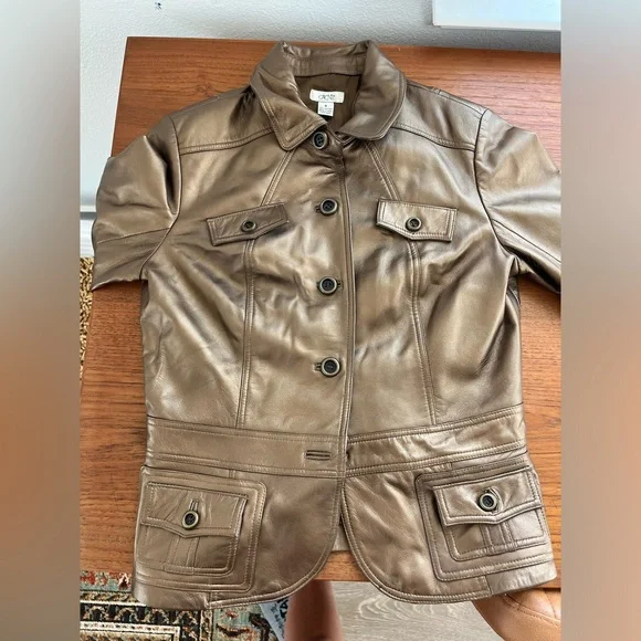 Vintage Cache Metallic Bronze Leather Jacket size 8 Y2K 90s - Picture 9 of 12